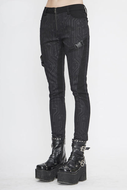 Womens Leather Pants with Circuit Design