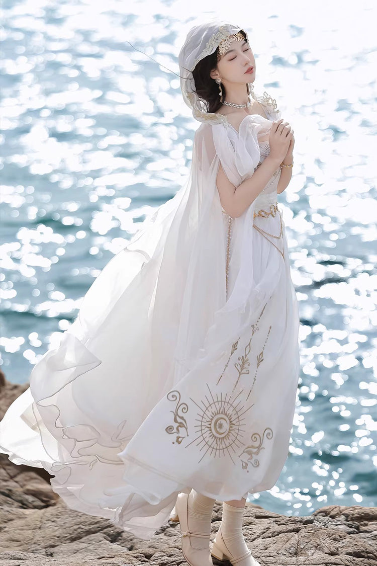 Chain Decorated Sweet Elegant Lolita Dress - White Aurelia of the Holy Light