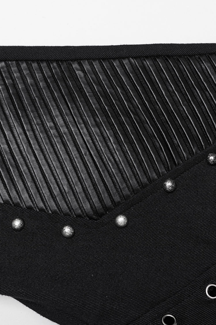 Punk Flared Trousers with Mesh and Metal Studs