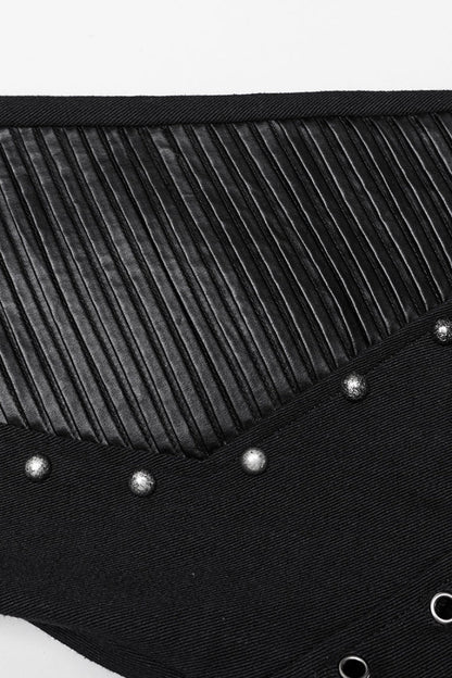 Punk Flared Trousers with Mesh and Metal Studs