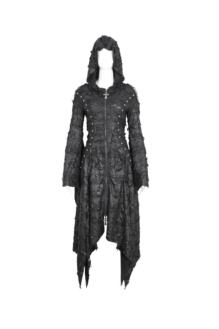 Irregular Hooded Goth Dress with Flared Sleeves