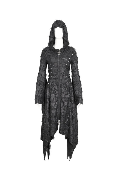Irregular Hooded Goth Dress with Flared Sleeves
