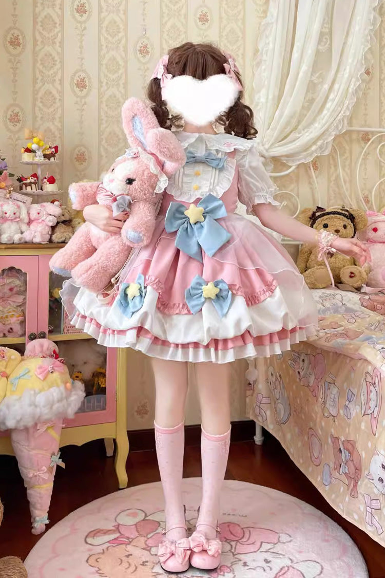 Little Wishing Star Ruffle Bowknot Jsk Dress - Sweet Lolita