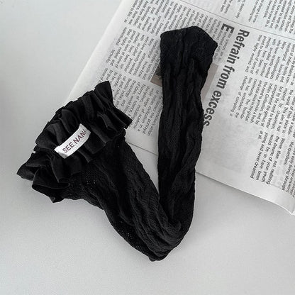 5 Color Options Floral Pattern Lace Trim Underknee Stockings