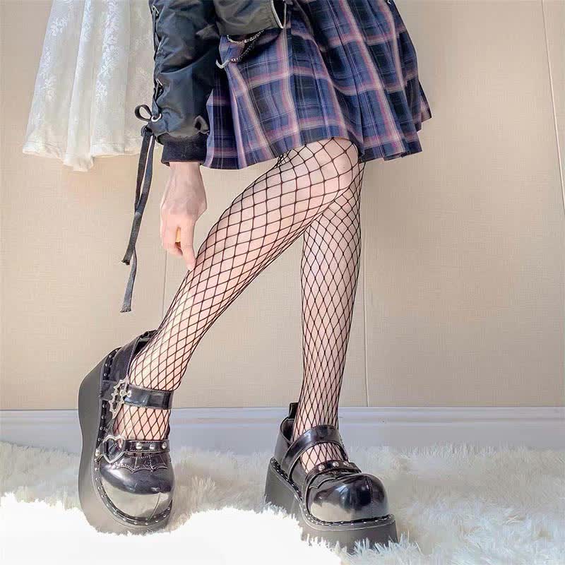 Chaussures Mary Janes Lolita à plateforme avec boucle en forme de cœur et chauve-souris punk gothique