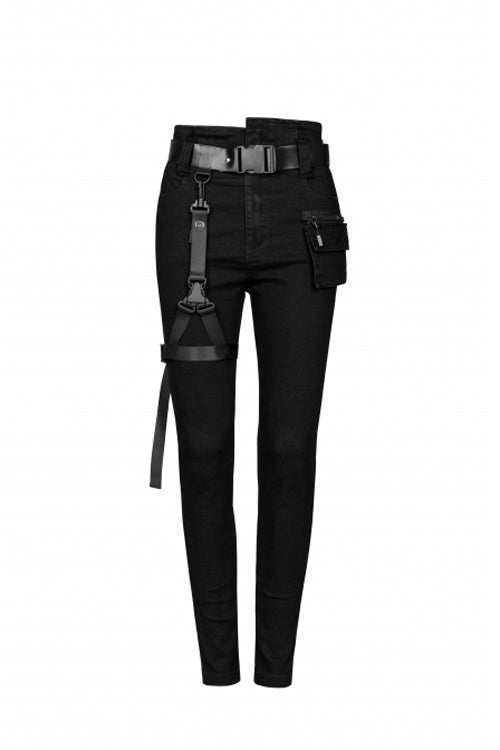 Womens Skinny Denim Jeans with Detachable Loops