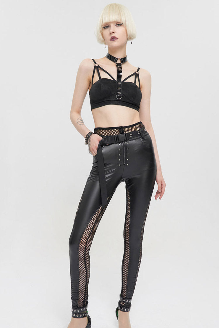 Dark Halter Neck Cutout Sling Vest with Metal Ring