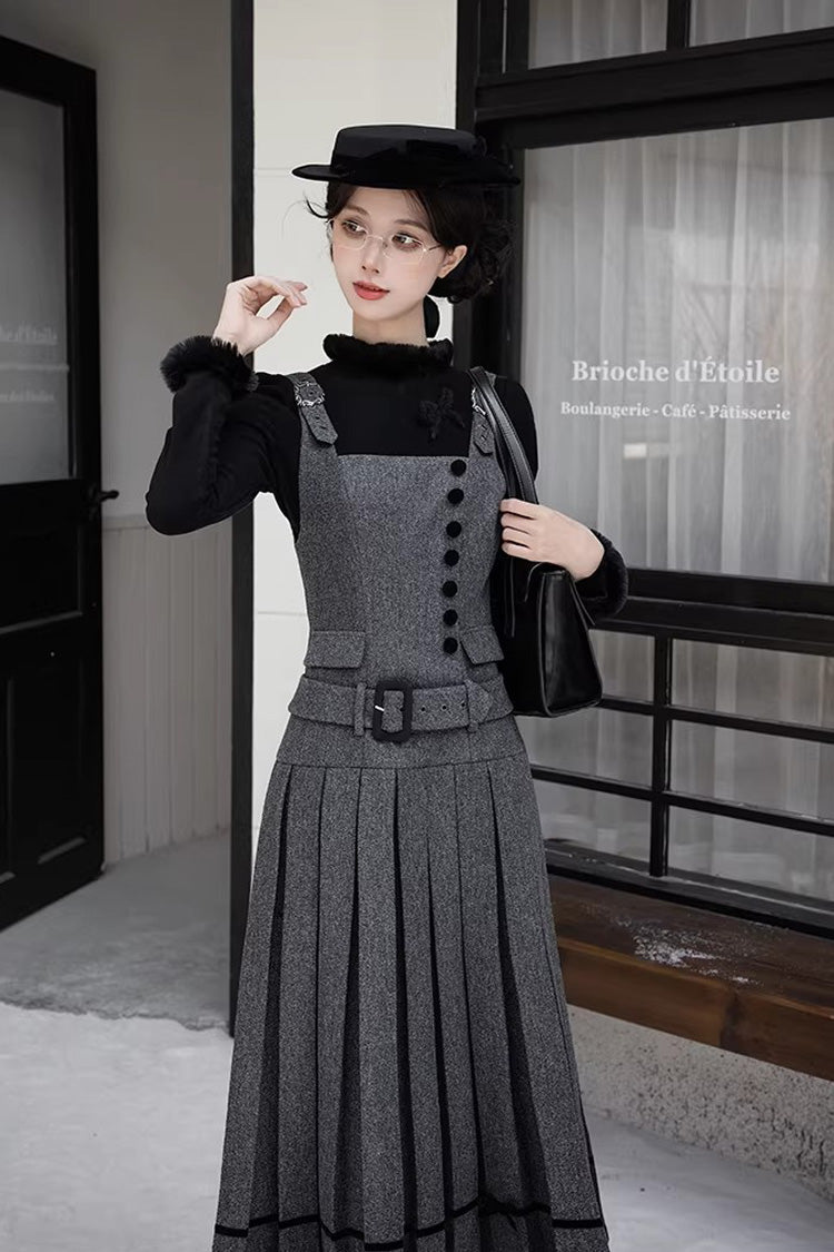 Ruffled Daily Elegant Classic Jumper Dress - Grey Letters & Poems Grace