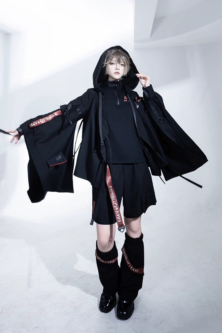 Stand Collar Long-Sleeve Gothic Prince Ouji Shorts Set