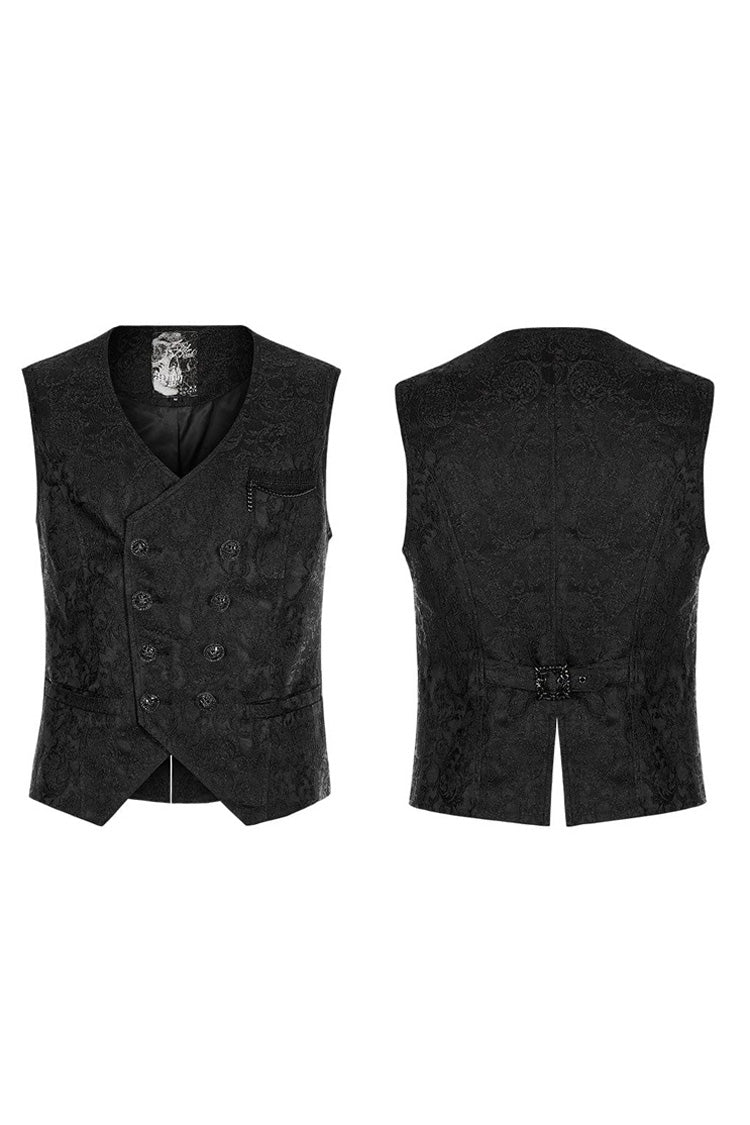 Elegant Asymmetrical V-Neck Embroidered Double Button Waistcoat