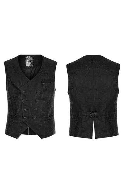 Elegant Asymmetrical V-Neck Embroidered Double Button Waistcoat