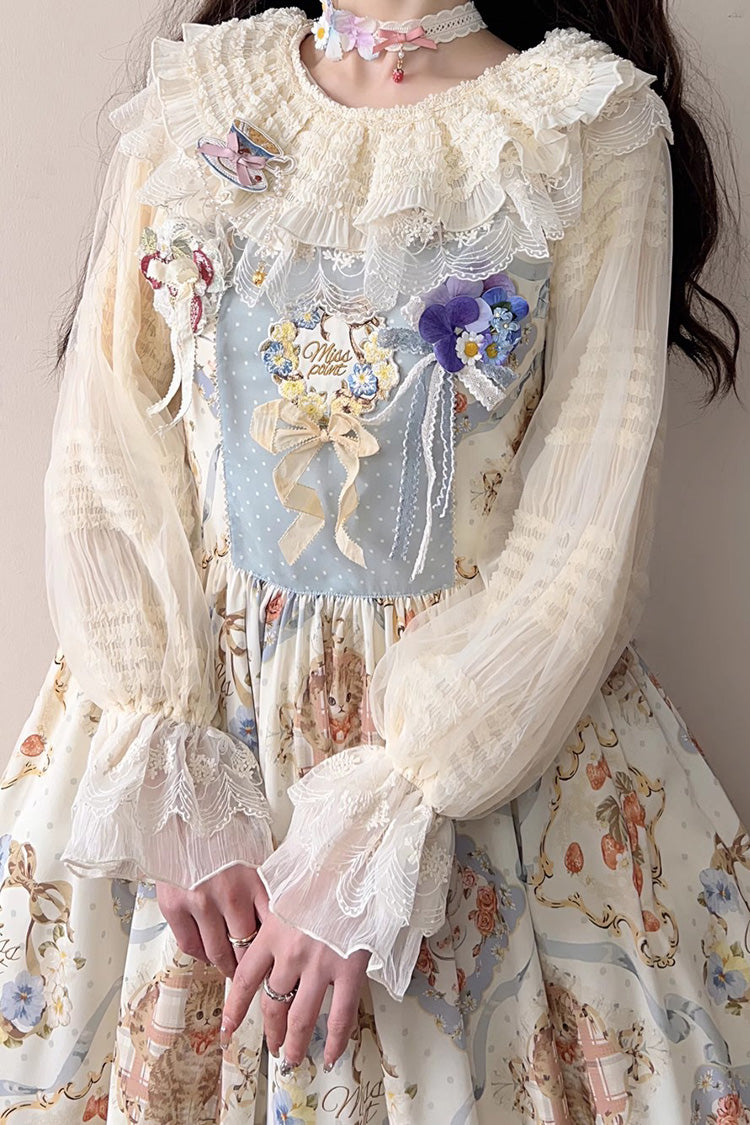 Cat Rose Tea Sleeveless Jumper Dress with Ruffle