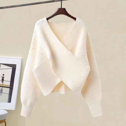 Casual Pants Chic Sweater Cross Knit