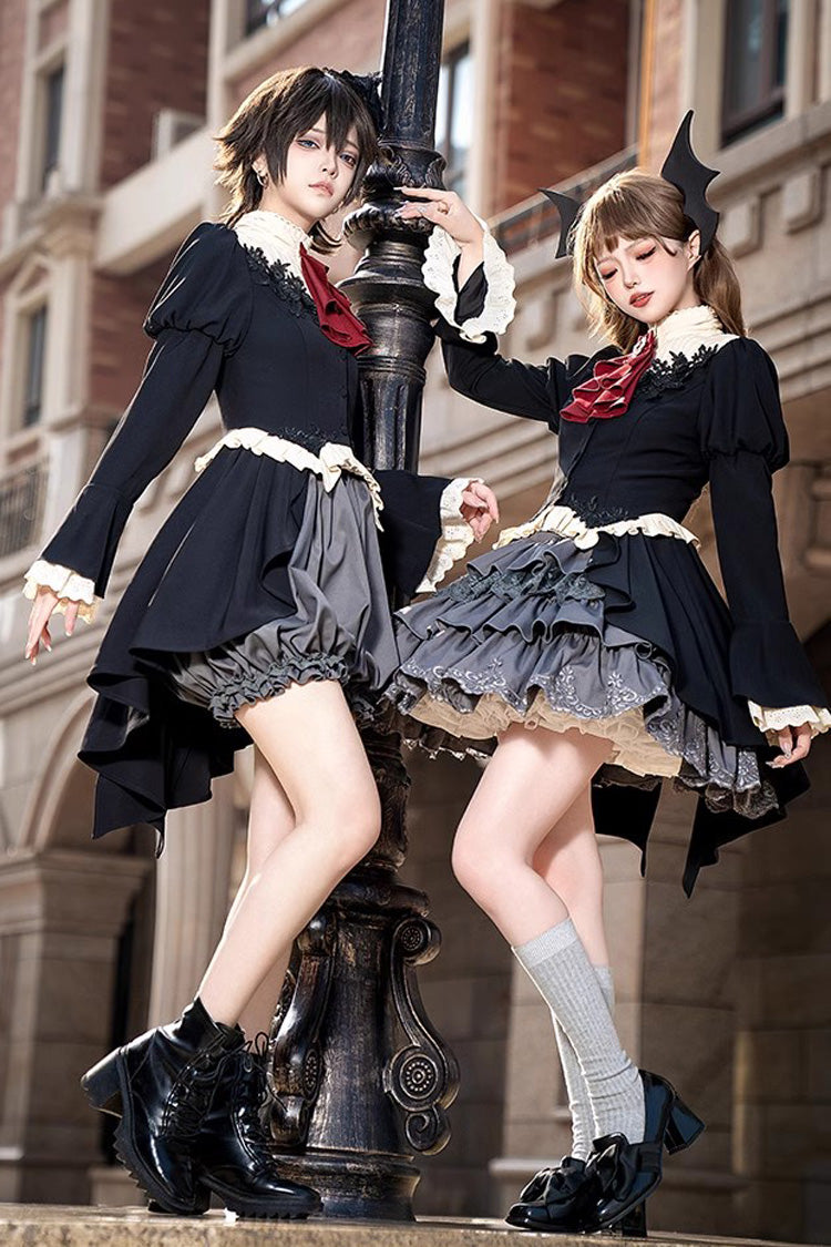 Black Eternal Night Feast Multi-Layer Ruffle Lace Gothic Princess Set