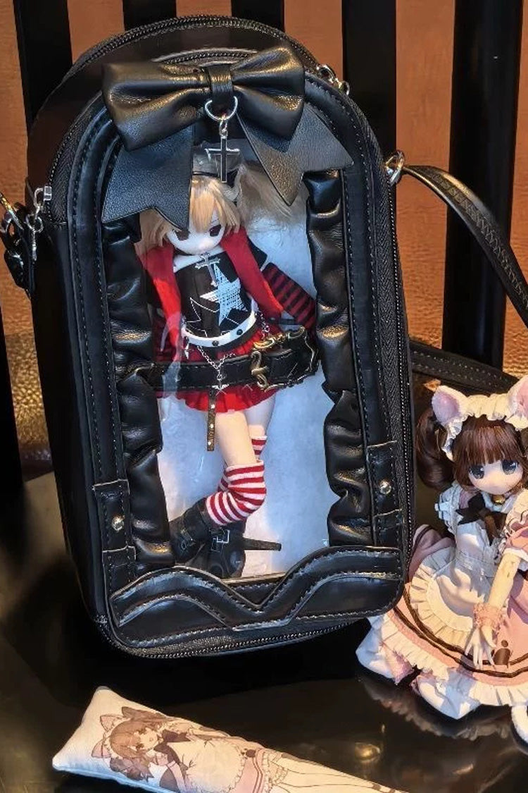 Gothic Ita Bag with Cross Bow and Gathered Trim Window Doll Design