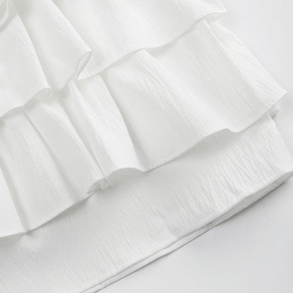 Up Top Blue Collar Pantskirt Sqaure Layered Lace