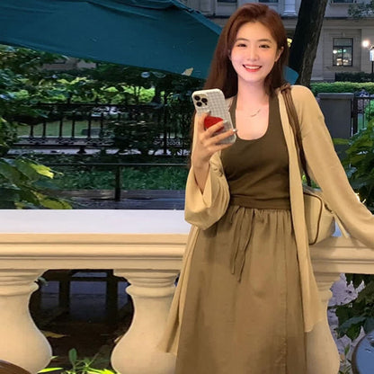 Skirt V-neck Waist Top High Cardigan Halter Cami