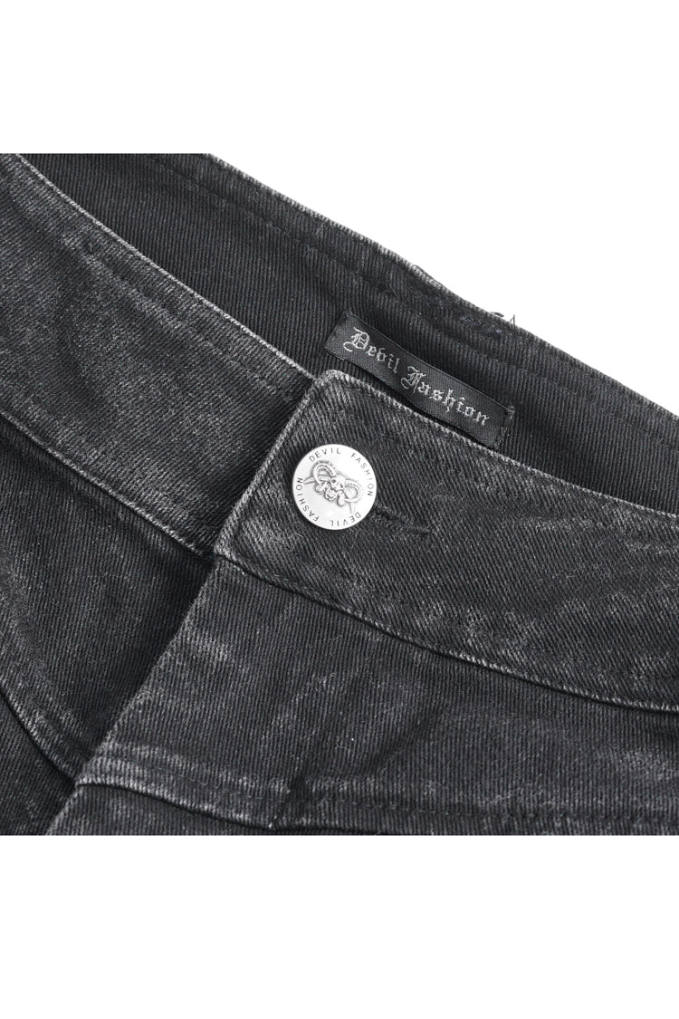 Men's Punk Flared Pants in Spliced Black Faux Leather
