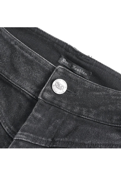Men's Punk Flared Pants in Spliced Black Faux Leather