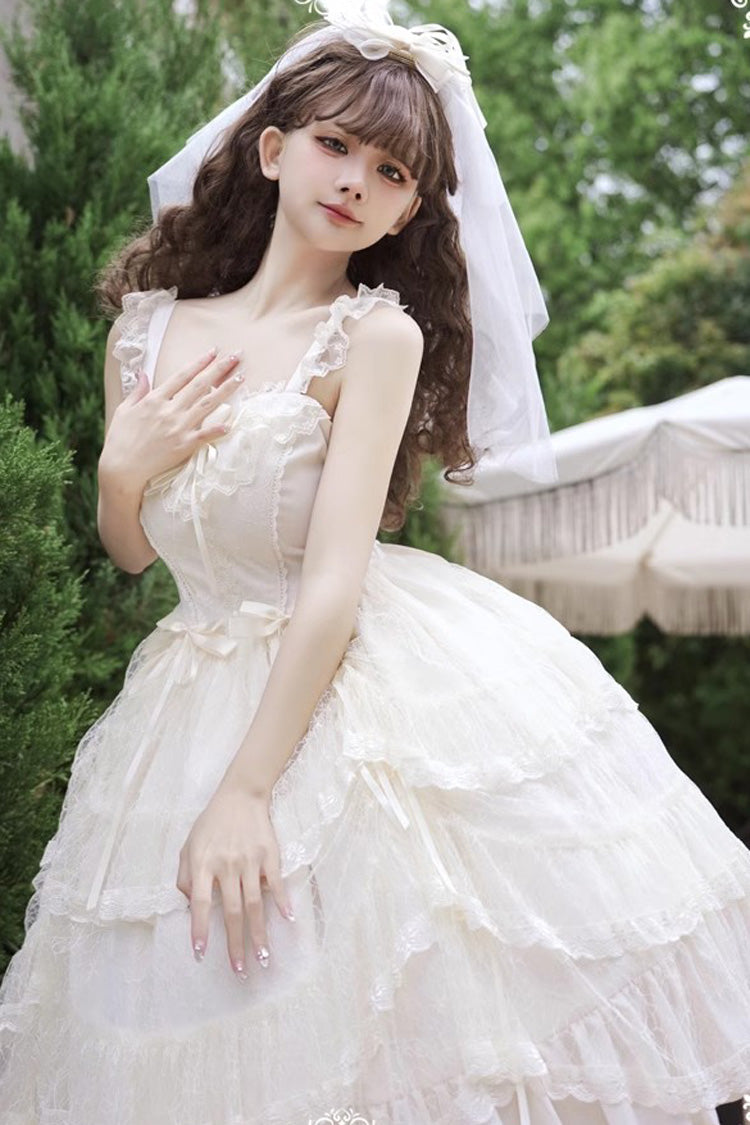 Jacquard Bowknot Jsk Dress - Sweet Elegant Lolita Multi-Layer