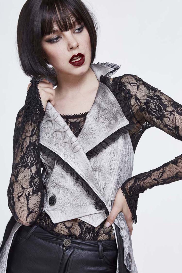 Ivory Laced Up Asymmetrical Hem Gothic Corset Waistcoat