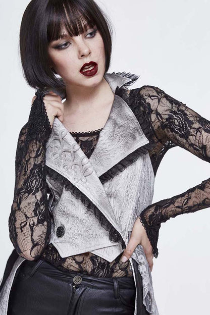 Ivory Laced Up Asymmetrical Hem Gothic Corset Waistcoat