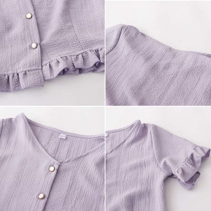 Split Slip T-Shirt Dress Ruffled V-neck