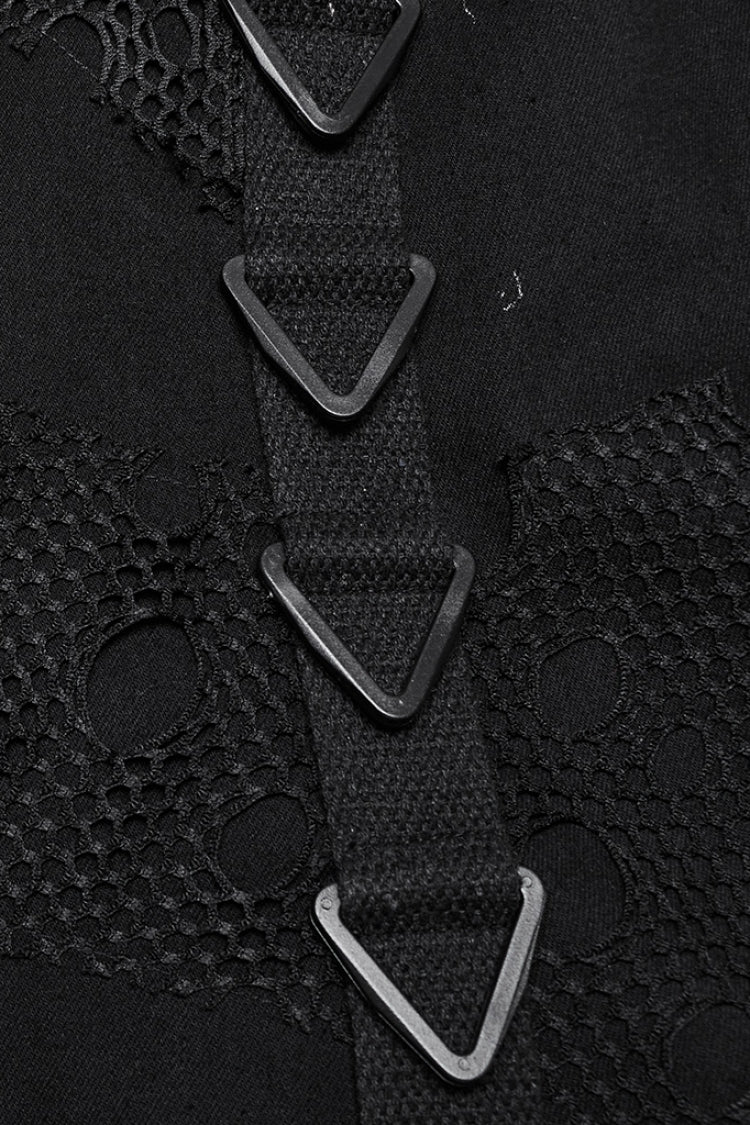 Triangular Buckle Fishtail Skirt with Mesh Accents