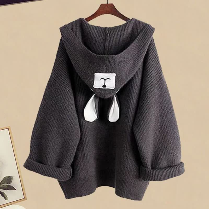 Bear Ears Hooded Cardigan Sweater Slip Dress