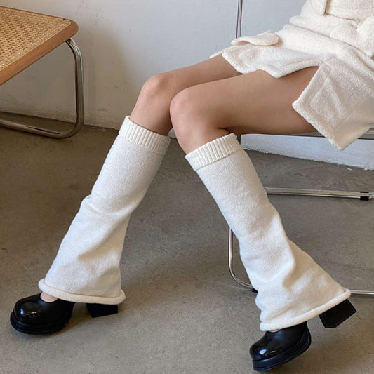 White Loose Knit Leg Warmers