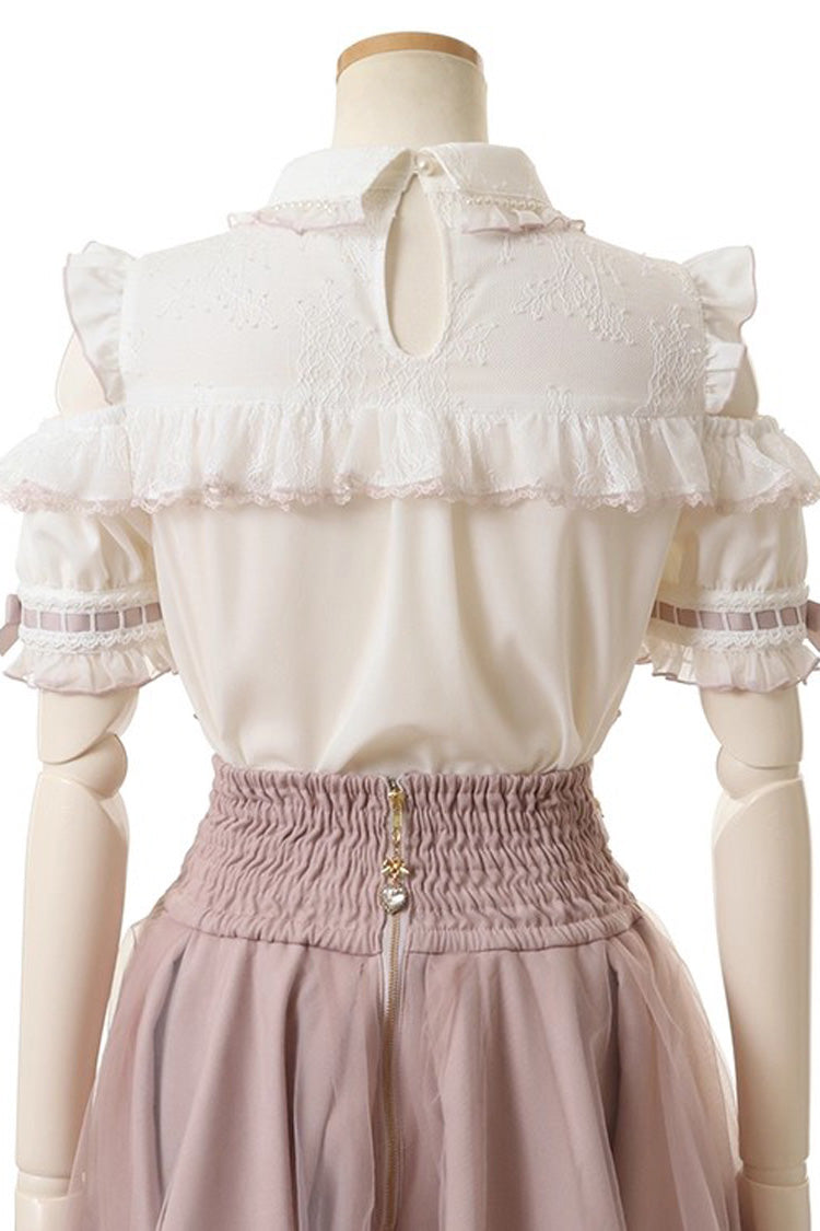 Off Shoulder Bowknot Pearl Jirai Kei Japanese Blouse