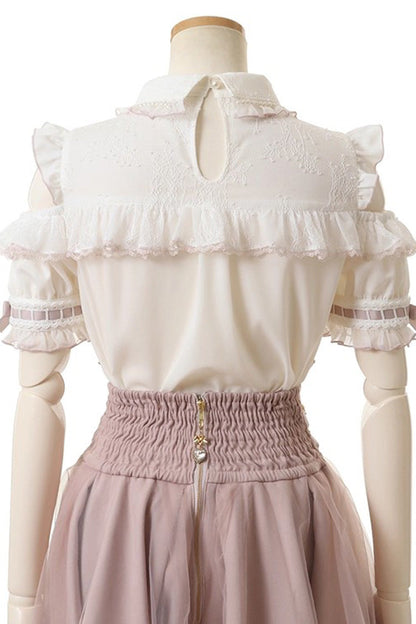 Off Shoulder Bowknot Pearl Jirai Kei Japanese Blouse
