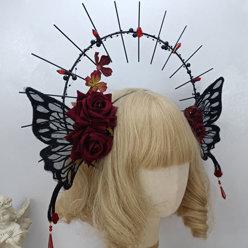 Punk Virgin Halo Rose Motte Schmetterling Haar-Accessoire