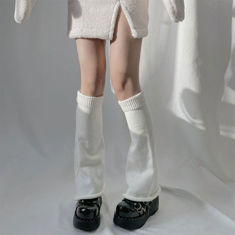 White Loose Knit Leg Warmers