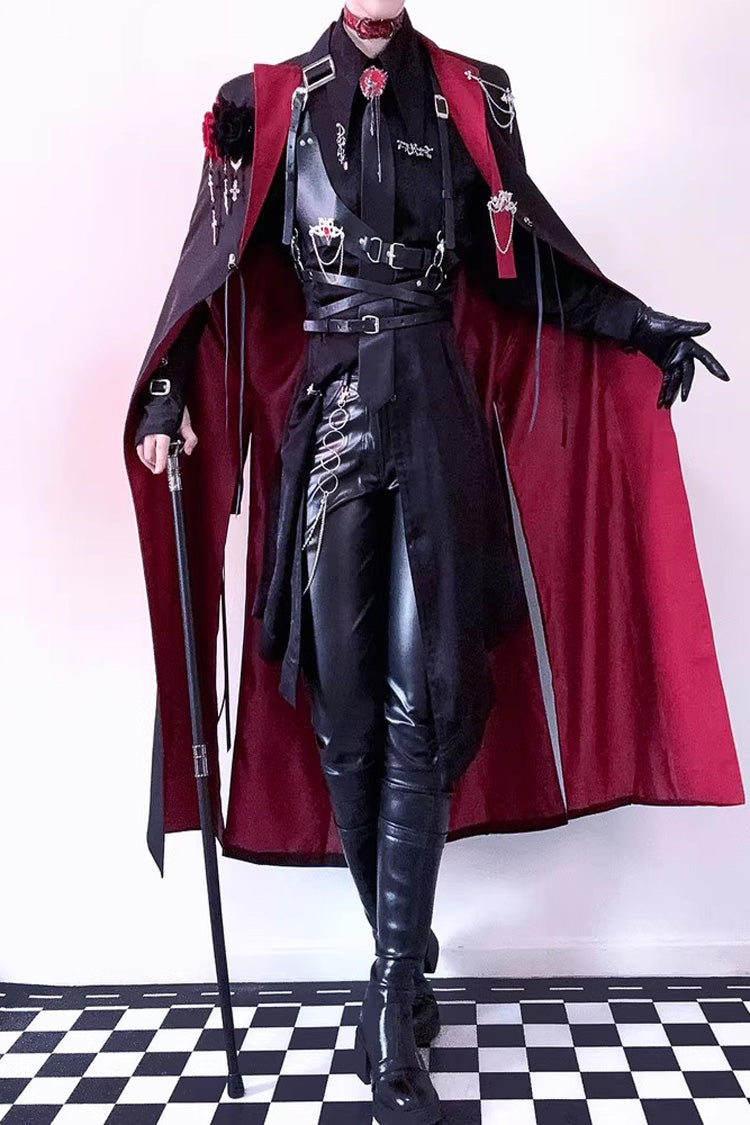 Night Sentinel Ouji Gothic Lolita Long Trench Coat - Noir