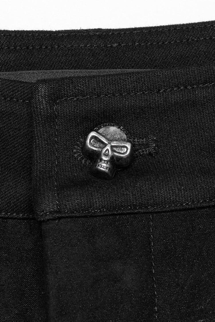 Gothic Skull-Print Trousers with Ring Details