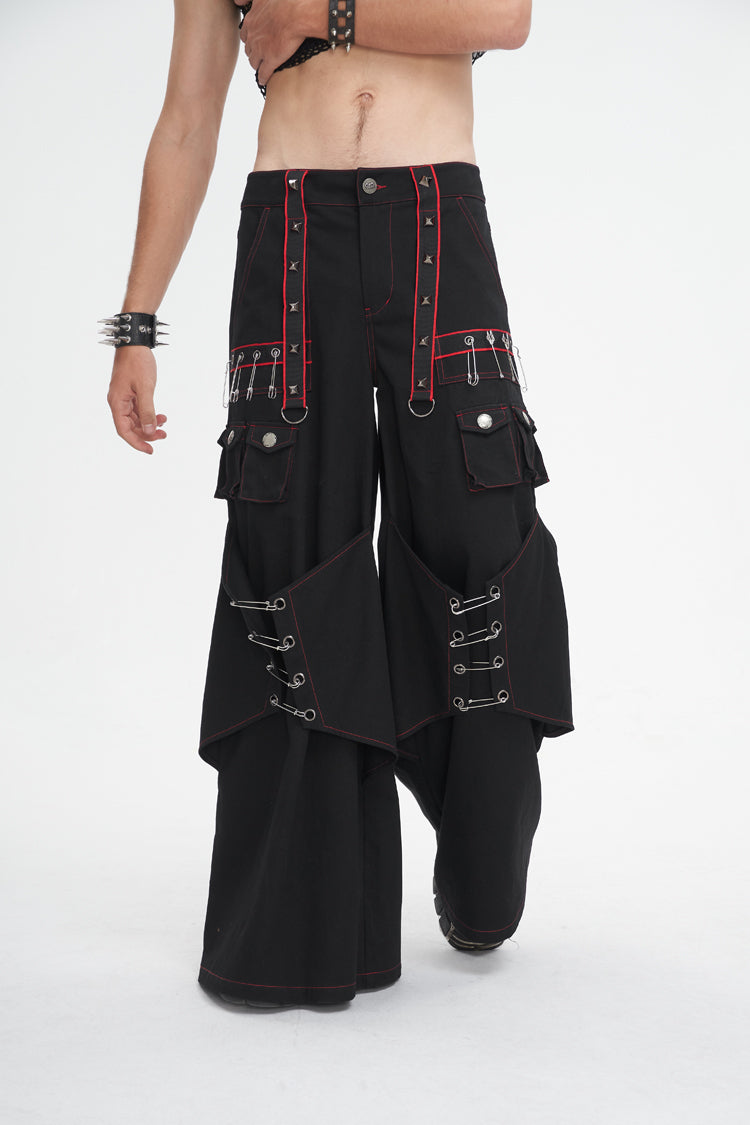 Gothic Trumpet Pants with Contrast Stitching