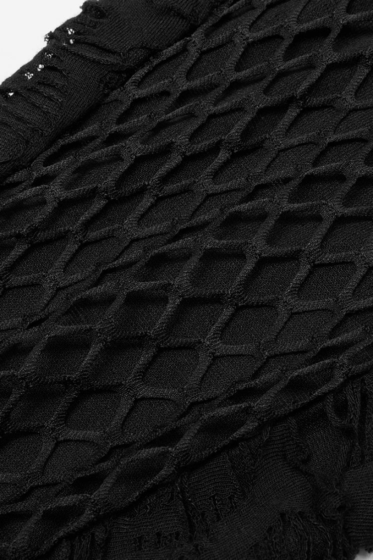 Ripped Flared Pants with Mesh Inserts for Punk Look
