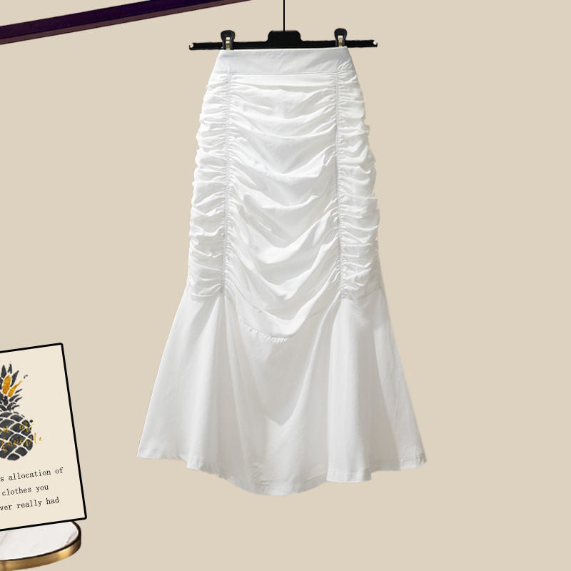 High Ruffled Set Bow T-Shirt Knot Skirt Waist