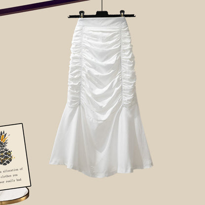 High Ruffled Set Bow T-Shirt Knot Skirt Waist