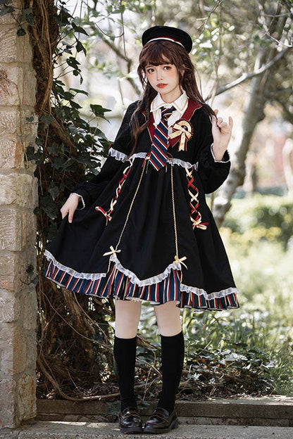 Black Gothic OP Dress Lolita Long Sleeves Alchemy Witch - Altfashion Shop