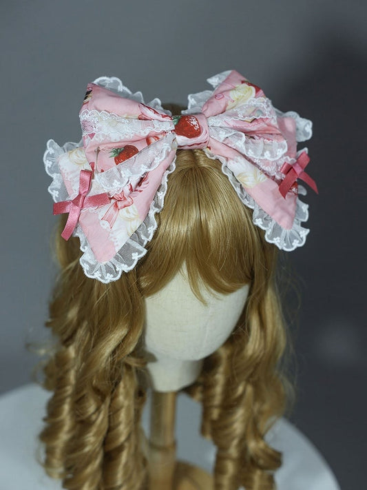 Pink / Yellow / White Strawberry Print Bowknot KC