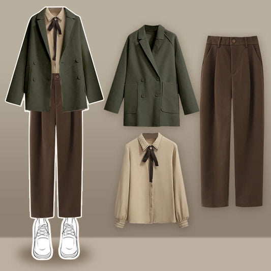 Shirt Coat Casual Pocket Wool Chic Pants Jacket