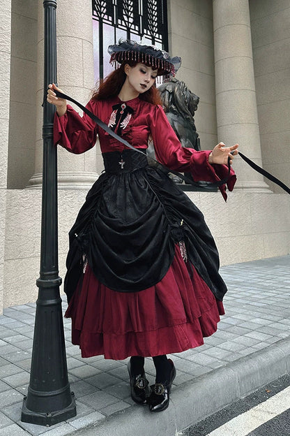 Moonlit Return Boned Gothic Elegant Lolita Skirt - Noir