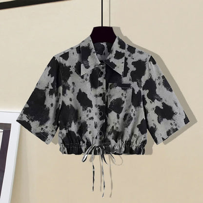 T-Shirt Dye Tie Drawstring Shorts Black