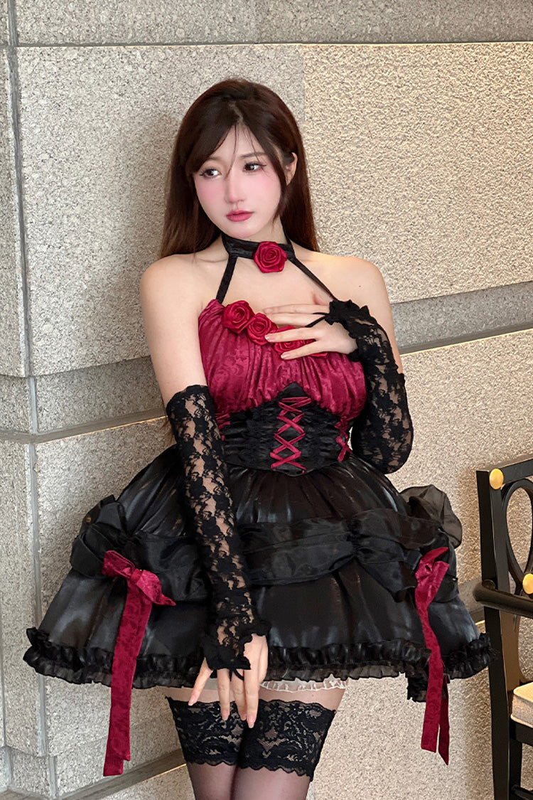 Succubus Rose Princess Bowknot Strapless Lolita Dress
