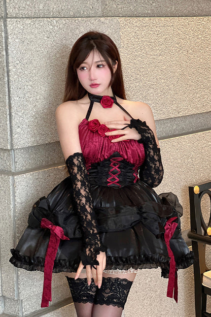Succubus Rose Princess Bowknot Strapless Lolita Dress
