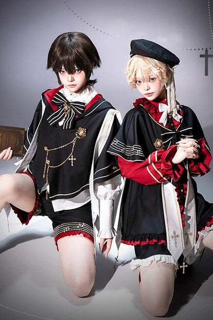 Church Choir Ouji Prince Lolita Set, Gothic Elegance - Noir