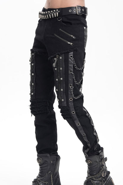 Gothic Pants with Eyelets, Chains, and Studs