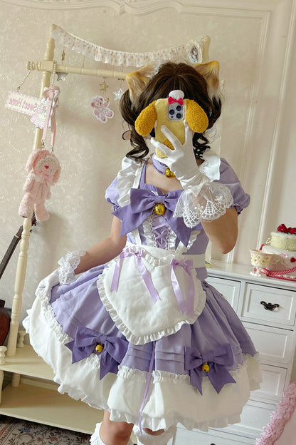 Sweet Lolita Skirt Set with Ruffle Bowknot and Bell Meow Design